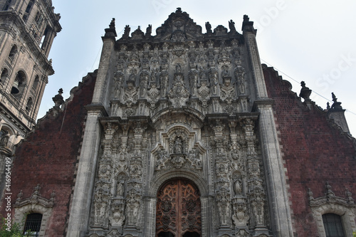 Churrigueresque-style facade of the Sagrario Metropolitano church in Mexico City