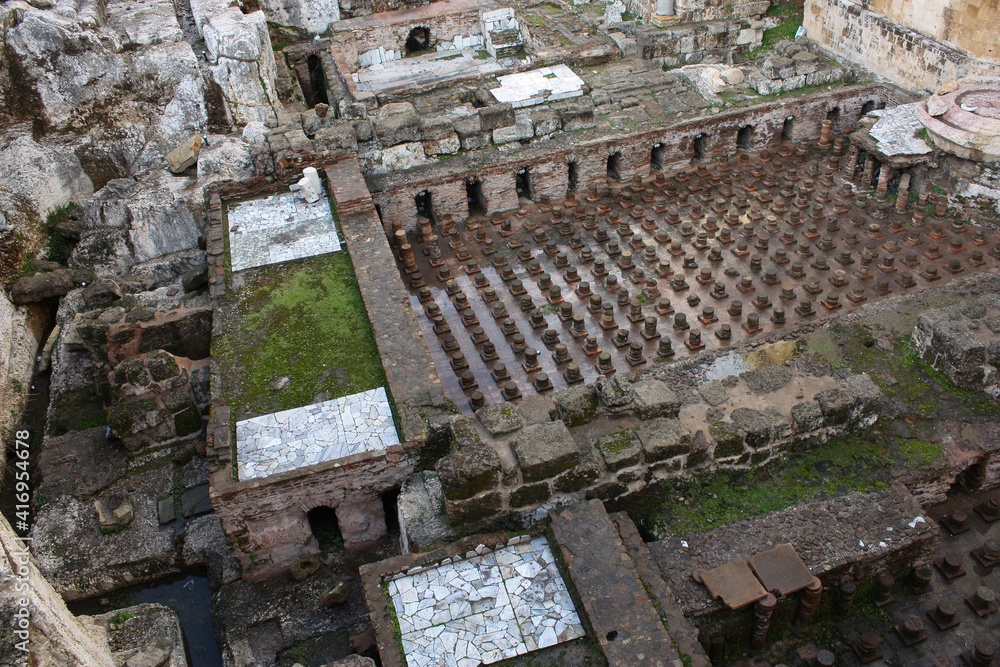 Obraz premium Ruins of the baths of the ancient Roman city of Berytus in downtown Beirut, Lebanon