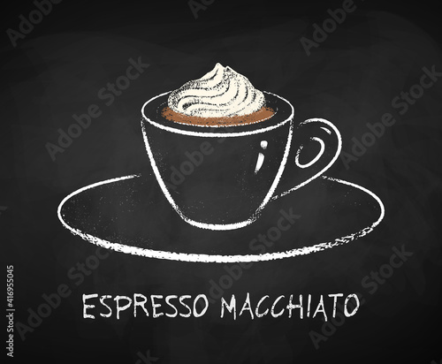 Espresso macchiato chalk illustration.