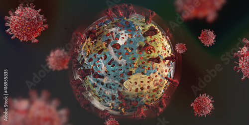 planet earth and virus cell...