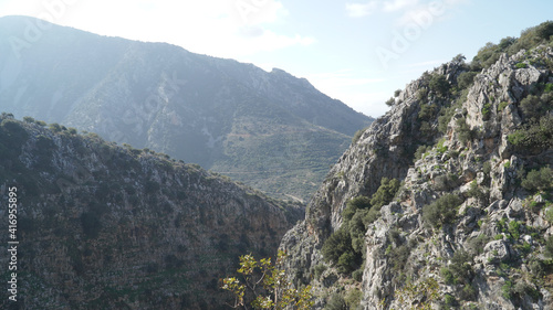 Roza Gorge mountain cliff landscapes near Malia on Crete Island, Greece.