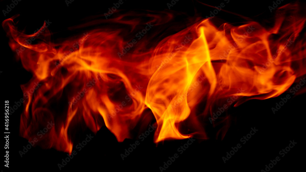 flame on a black background