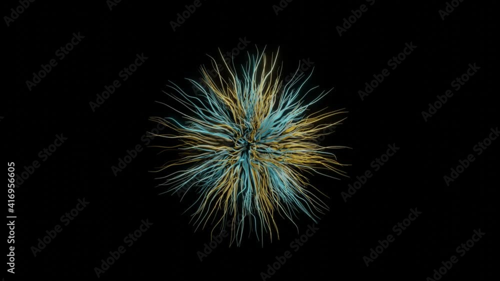 Furry ball shape 3d rendering animation.