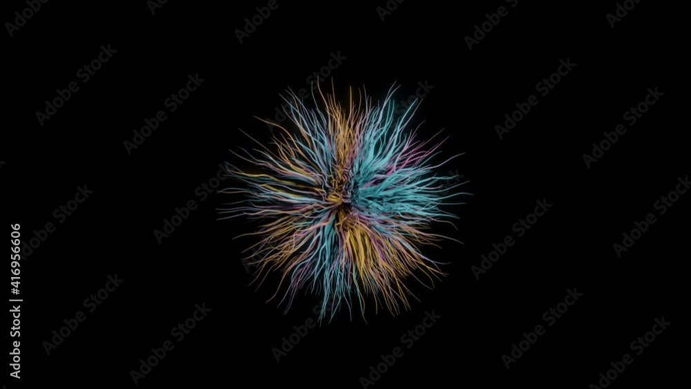 Furry ball shape 3d rendering animation. Furry ball shape 3d rendering animation.