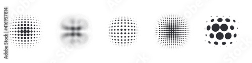 bulbous dot set black halftone vector background
