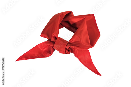 Canvastavla Silk scarf or red tie isolate on white background.