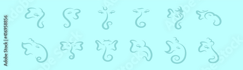 set of ganesha cartoon icon design template with various models. vector illustration isolated on blue background