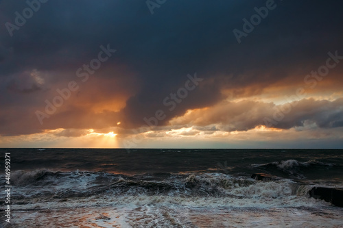 Breaking Waves at Rising Storm