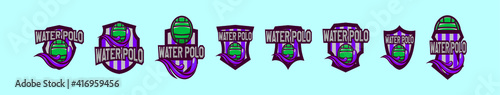 set of water polo sports logo cartoon icon design template with various models. vector illustration isolated on blue background