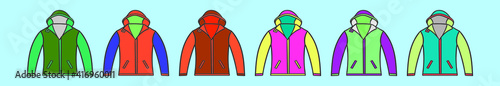 set of wind breaker cartoon icon design template with various models. vector illustration isolated on blue background