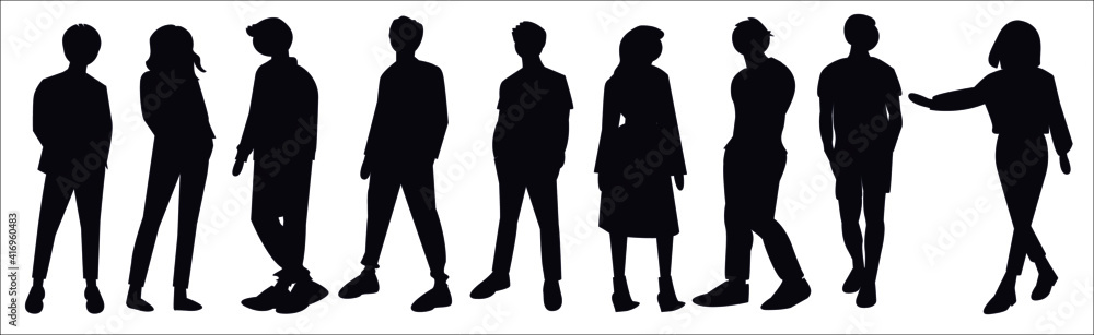 male and female anonymous person silhouettes Vector. People silhouettes Portraits illustration man women.