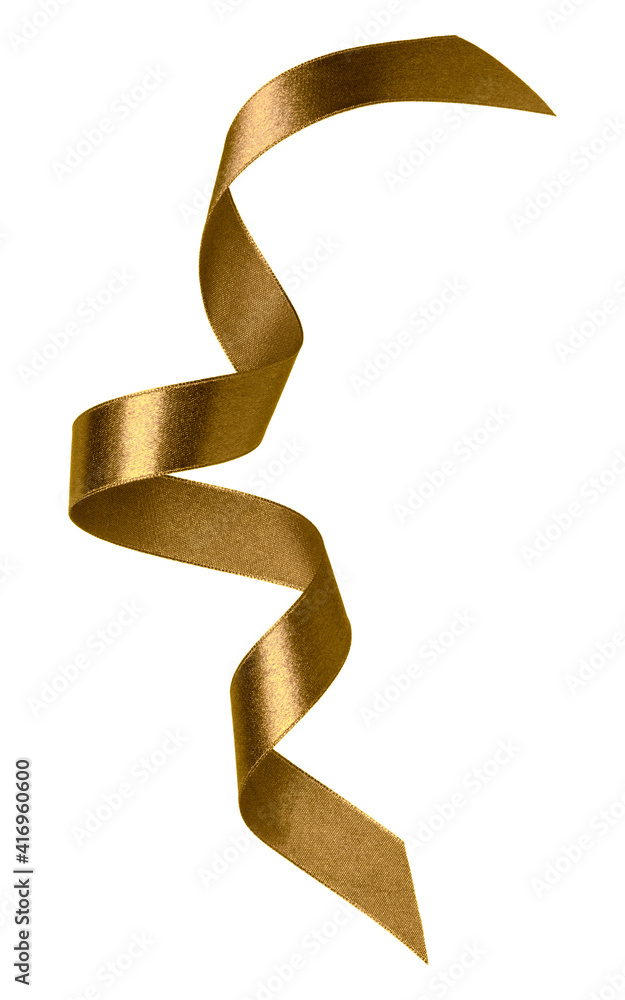 Shiny satin ribbon in brown color isolated on white background close up Shiny satin ribbon in brown color isolated on white background close up