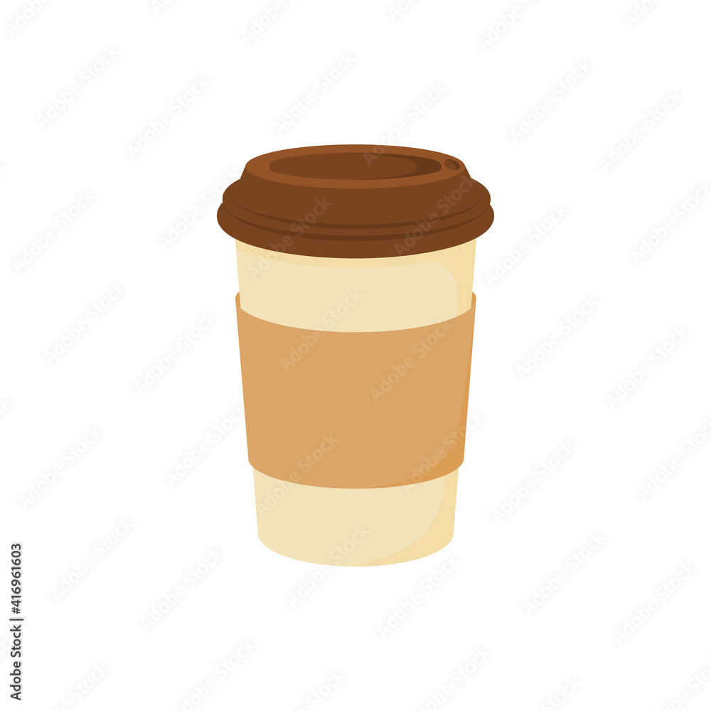 Coffee paper cup with cap, isolated on white background. Cartoon style. Vector illustration. Coffee paper cup with cap, isolated on white background. Cartoon style. Vector illustration.