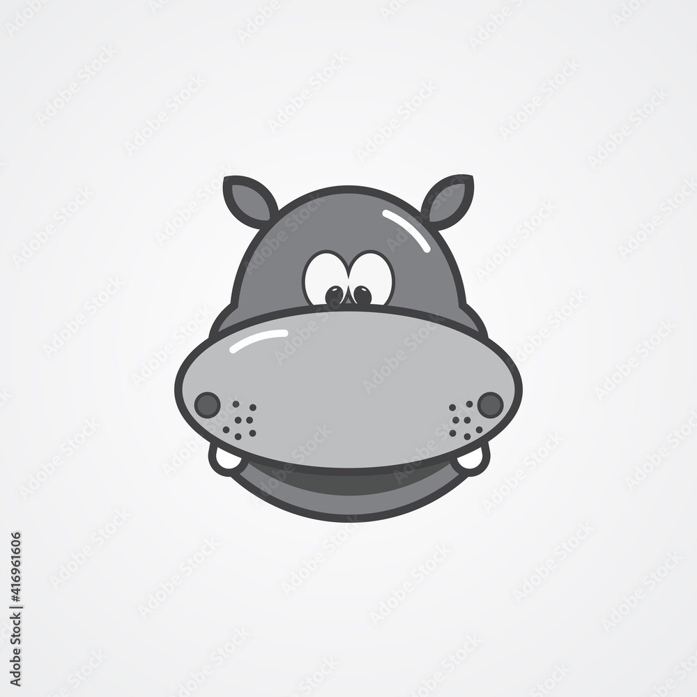 Logo with head of hippo in thin line style. Vector illustration. Logo with head of hippo in thin line style. Vector illustration.