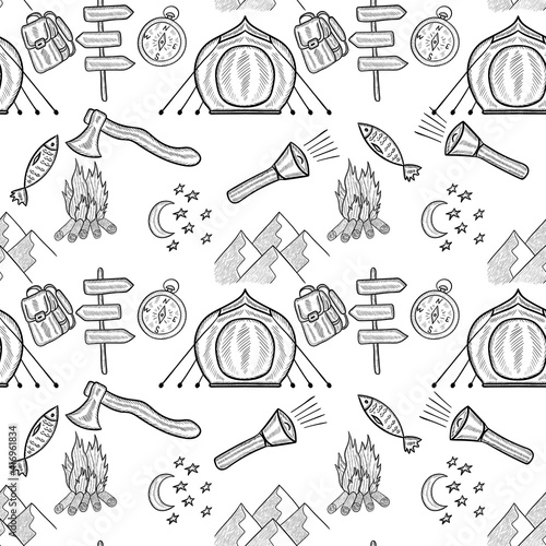 camping seamless doodle