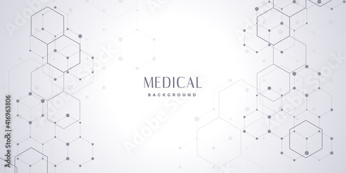 Medical abstract background . Medical technology network concept. Connected lines and dots, molecules, DNA. Medical background for your design. Vector illustration