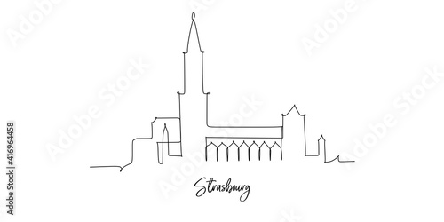 Strasbourg city of France landmarks skyline - Continuous one line drawing photo