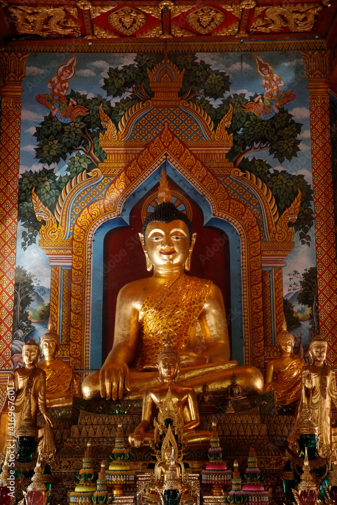 Buddha statues in Wat Tung Yu, Chiang Mai. Thailand. 25.02.2017