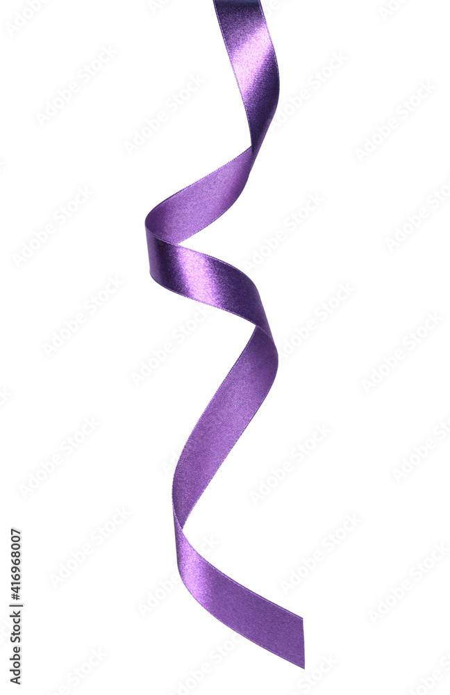 Shiny satin ribbon in lavender color isolated on white background close up .Ribbon image for decoration design. Shiny satin ribbon in lavender color isolated on white background close up .Ribbon image for decoration design.