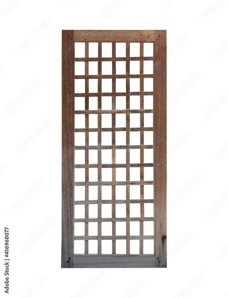Japanese house wooden door window frame isolated on white background Japanese house wooden door window frame isolated on white background