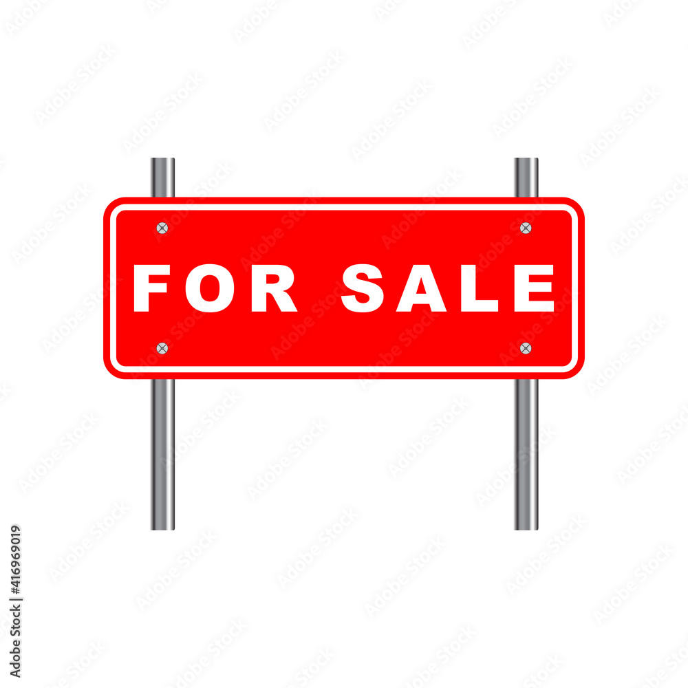 For sale house sign, real estate icon, red isolated on white background, vector illustration. For sale house sign, real estate icon, red isolated on white background, vector illustration.