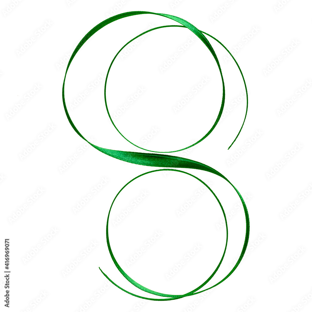 Shiny satin ribbon in green color isolated on white background .Ribbon image for decoration design. Shiny satin ribbon in green color isolated on white background .Ribbon image for decoration design.