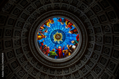 The Royal Chapel in Dreux, France. Ceiling rose window. 15.08.2020 photo