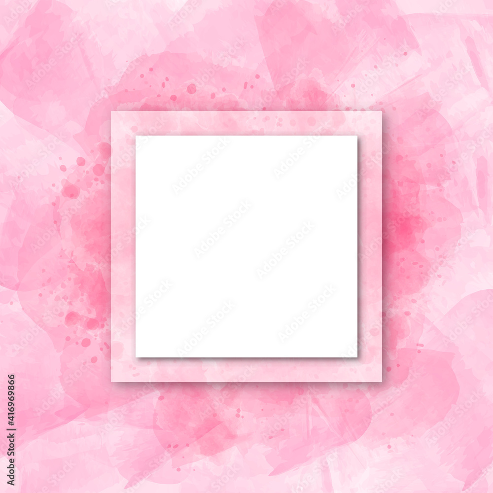Red and pink watercolor background with frame Red and pink watercolor background with frame