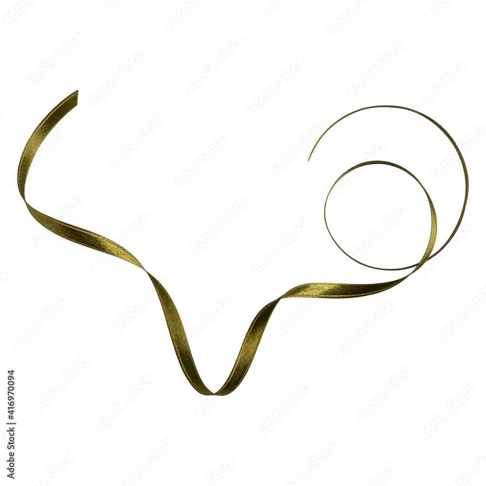 Shiny satin ribbon in green color isolated on white background .Ribbon image for decoration design. Shiny satin ribbon in green color isolated on white background .Ribbon image for decoration design.