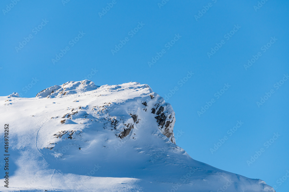 snow covered mountains in Romanian Carpathians in winter