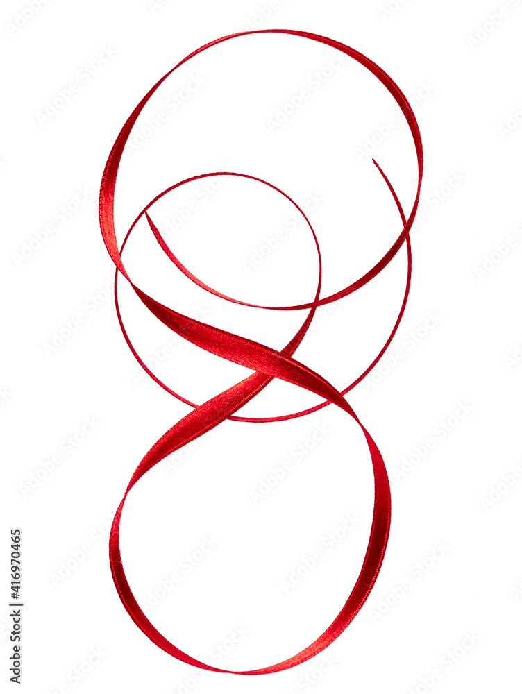 Shiny satin ribbon in red color isolated on white background close up .Ribbon image for decoration design. Shiny satin ribbon in red color isolated on white background close up .Ribbon image for decoration design.