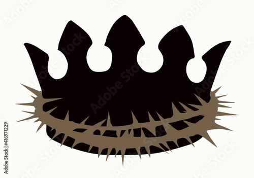Precious golden crown with thorns. Vector drawing