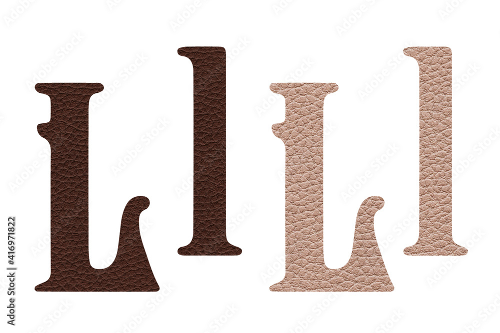 Alphabet Letter W - Brown Leather Texture Background Stock