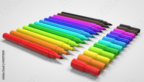 color markers in abstract background 