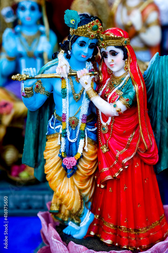 Janmashtami festival at Bhaktivedanta Manor, Watford, U.K. Krishna and Radha statue. 31.08.2019