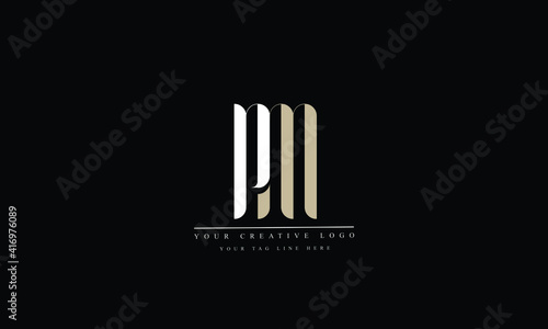 PM, MP, P,M Letter Logo Design with Creative Modern Trendy Typography
