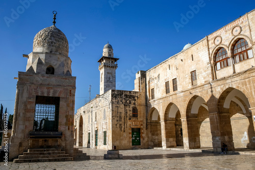 Shrines on the Haram esh-Sharif (Al Aqsa compound, Temple Mount), Jerusalem, Israel. 31.01.2019