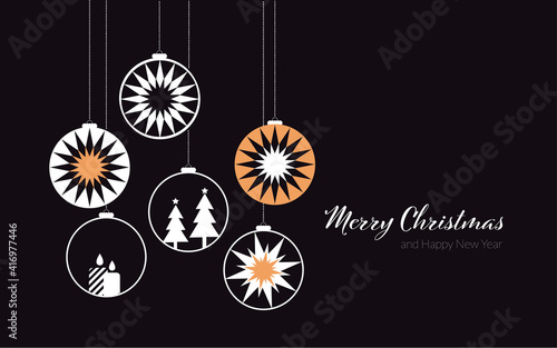 Geometric christmas card with greeting. Gold minimalist design for package banner header