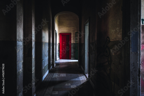 Haunted house red door © jeremie