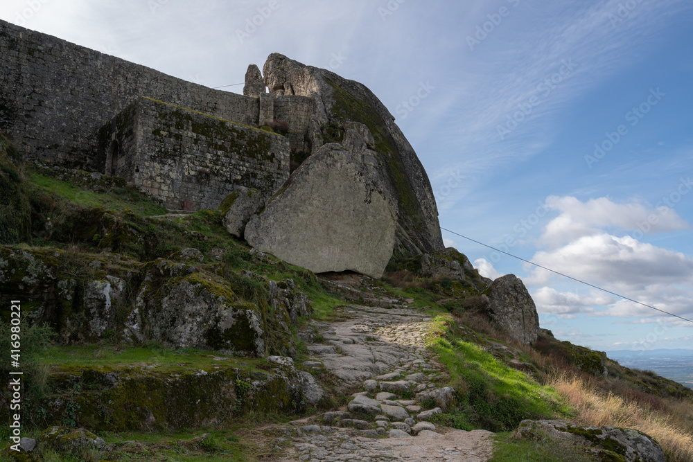 Monsanto boulder stone castle pathway, in Portugal