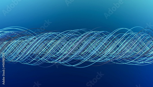 many twisted wires of blue shades on a blue background