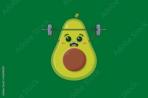 Healthy Avocado Doing Exercise Vector photo