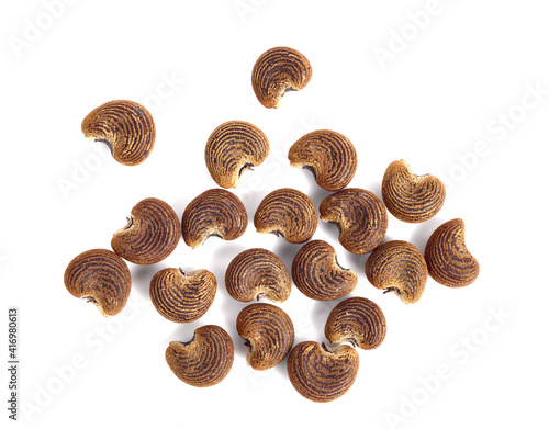 Ambrette Seed (Abelmoschus Moschatus). Top View. Isolated on White.