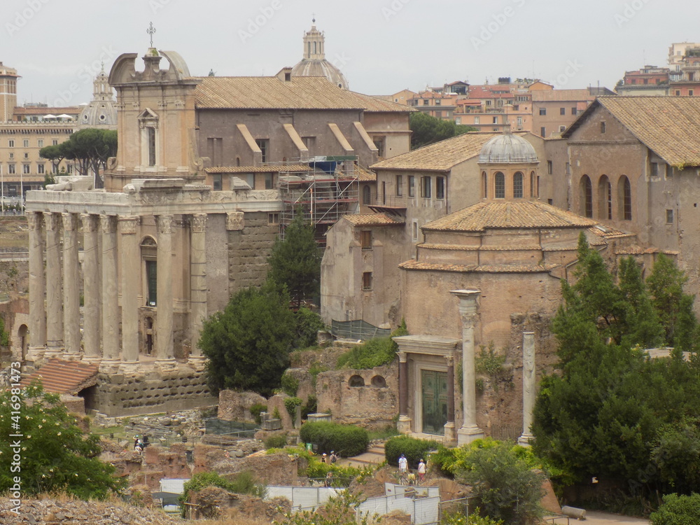 Roman Construction Methods Rome, Italy, Roman Ruins in the Roma Forum Looking at the Central ...