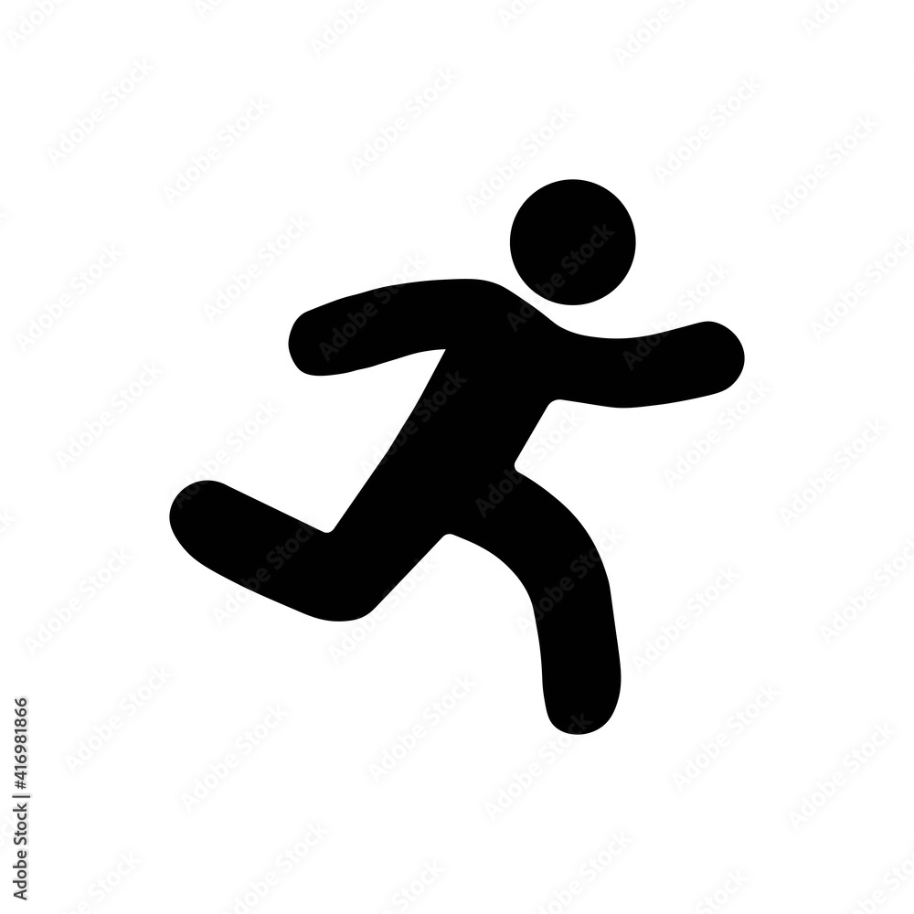 Running sprinter man flat illustration with motion track lines,abstract silhouette symbol, simple runner trail shape, linear outline icon design isolated on white sign. Escape. Vector EPS 10 Running sprinter man flat illustration with motion track lines,abstract silhouette symbol, simple runner trail shape, linear outline icon design isolated on white sign. Escape. Vector EPS 10