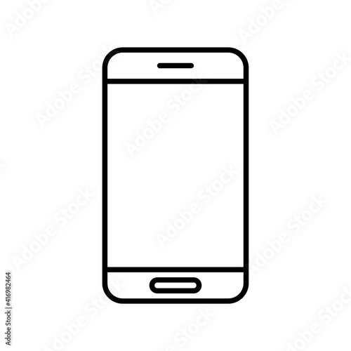 Smartphone outline icon. Wireframe contour of modern mobile phone, cellphone isolated on white background. Elegant line style device symbol art. Gadget sign, logo illustration. Vector EPS 10