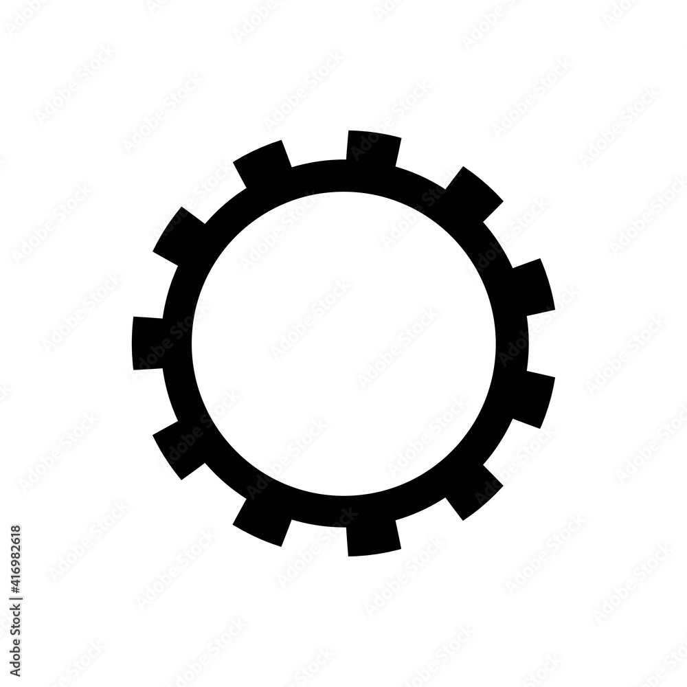 Black gear icon isolated on white background. Settings symbol for your interface. Simple ilustration. Vector EPS 10