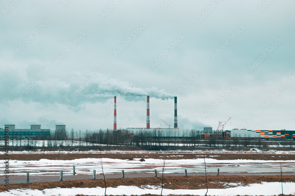 smoking pipes of a thermal power plant smoking pipes of a thermal power plant