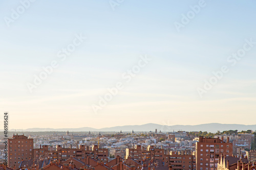 Beautiful panoramic view of the city at sunset. Madrid. Spain.