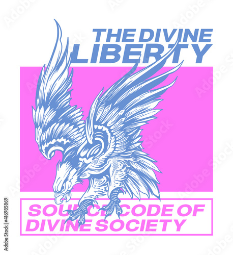 eagle hand drawn illustration with slogan print design